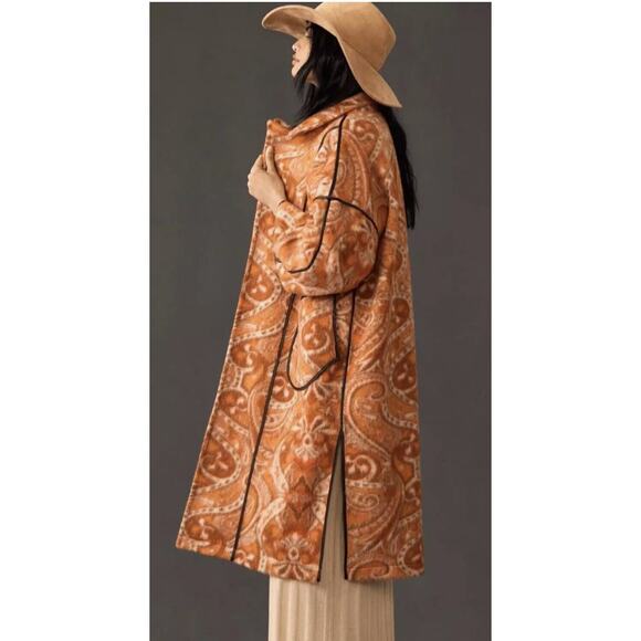 NWT ANTHROPOLOGIE PAISLEY KIMONO DUSTER STATEMENT JACKET COAT WOOL MULTI ONESIZE - Picture 4 of 11